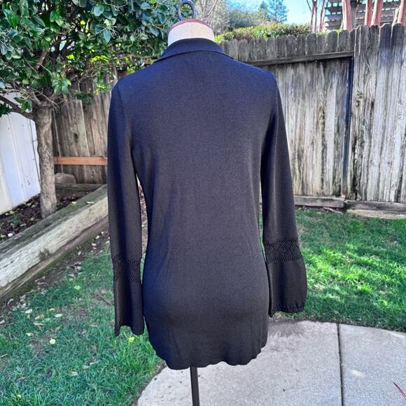 Worthington Black Crochet Long Sleeve Tunic Blouse Top Women’s Size Small - Picture 5 of 8